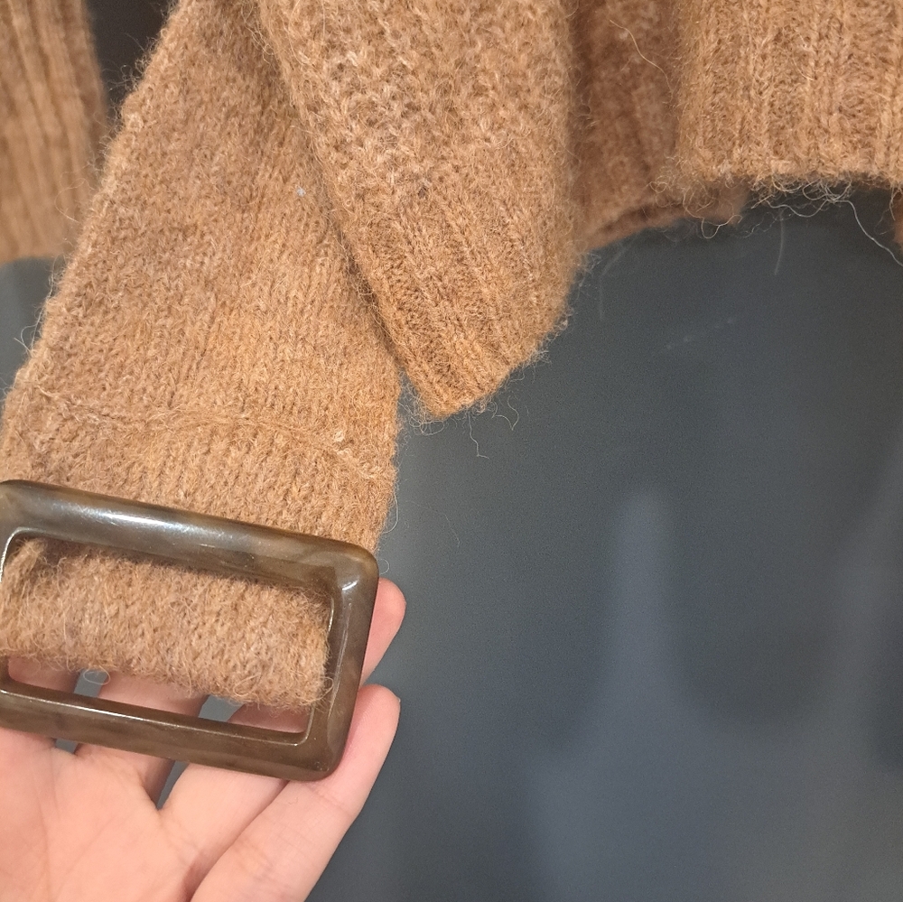Aritzia Babaton Camel Knit Sweater with Tie - Picture 4 of 5